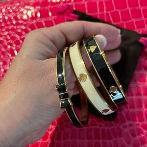 Kate Spade Gold tone Enamel Bangles Take A Bow Spot The Spade